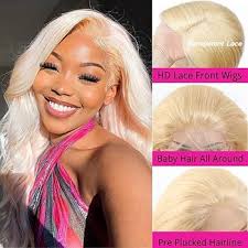 613 Lace Front Wig Human Hair 13x4 HD Body Wave Blonde Lace Front Wigs  Human Hair Pre Plucked with Baby Hair 613 Frontal Wig 150% Density  Brazilian Virgin Hair for Women 22