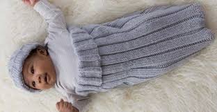 The neutral color would fit both genders. Comfy Knitted Cocoon And Cap Free Knitting Pattern