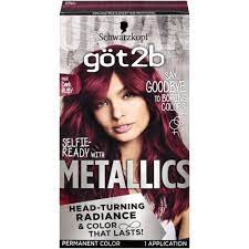 Schwarzkopf Got2b Metallic Permanent Hair Color M68 Dark Ruby Walmart Com In 2021 Permanent Hair Color Metallic Hair Dark Red Hair Dye