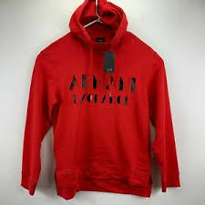 An armani exchange hoodie with a heraldic coat of arms embroidered at the chest. Armani Exchange Mens Spellout Logo Pullover Hoodie Red Xl Ebay