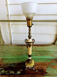Vintage Shabby Metal Green Marble Rembrandt Torchiere Table Etsy Green Marble Lamp Bases Shabby