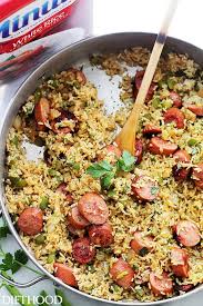 Mom S One Skillet Sausage And Rice Easy 30 Minute One Skillet Meal With Smoked Turkey Saus Turkey Sausage Recipes White Rice Recipes Smoked Sausage Recipes