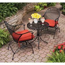 Very old, very heavy duty wrought iron pub table set with two stools. 3 Piece Wrought Iron Outdoor Bistro Patio Sets Reviews Outdoor Patio Bistro Sets