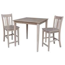 Counter height narrow table with chairs. 3pc Solid Wood 36 X36 Counter Height Table And 2 San Remo Stools Dining Sets Washed Gray Taupe International Concepts Target