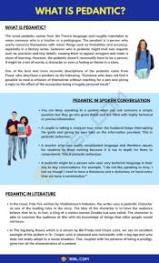 Pedantic Definition And Helpful Examples Of Pedantic In Speech And Literature 7 E S L In 2020 Literary Devices Words English Lessons