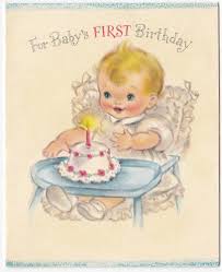 Birthday Wishes For One Year Old Baby Vintage Greeting Card Cute Baby S First Birthday Hallmark Cake 1 Year Old L18 Old Birthday Cards Vintage First Birthday First Birthday Cards