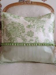 French Country Pillow Cover Green Pillow Toile Pillow Ticking Stripe Decorative Pillow Cover Sham Case Toile Pillows Country Pillows Green Pillows