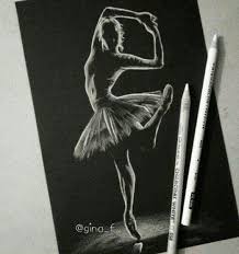 Black And White Dancer Drawing White Charcoal Drawing Of A Ballerina Stunning Black Paper Drawing Charcoal Drawing Black Love Art