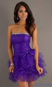 Short Strapless Purple Dress With Tulle Skirt Purple Prom Dress Prom Dresses Short Cocktail Dress Prom