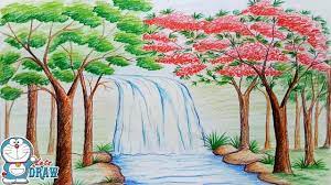 How To Draw Scenery Of Stream Waterfall Step By Step Waterfall Drawing Drawing Scenery Landscape Drawings Hooker falls dupont state forest pastel drawing fine art etsy. how to draw scenery of stream waterfall