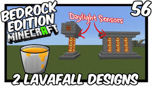 2 Daylight Sensor Lavafall Designs Bedrock Edition Minecraft Redstone Tutorial Minecraft Bridges Minecraft Tutorial