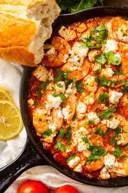 Greek Shrimp With Feta And Tomatoes Prawn Saganaki Recipe Greek Dinners Greek Saganaki Recipe Greek Shrimp