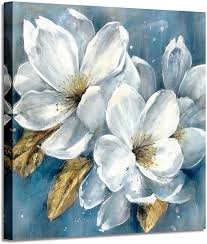 Amazon Com Abstract Floral Artwork Canvas Painting White Flower Bloom Painting Graphic In 2020 Flower Painting Canvas Abstract Floral Artwork Flower Canvas Wall Art
