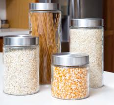 It adds a stunning antiquated look to your kitchenware. Glass Kitchen Canister With Stainless Steel Lids Round Dry Food Storage Containers China Glass Bottle And Mason Jar Price Made In China Com