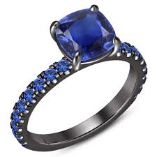 Womens Black And Blue Wedding Rings Women S Blue Sapphire Wedding Engagement Ring 10k Black Gold Plated 925 Silver Engagement Rings Wedding Rings Engagement Blue Sapphire Rings