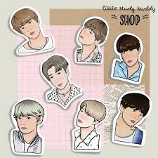 Kpop Bts Sticker Set Rm Jin Suga J Hope Jimin V Etsy Stiker Ilustrasi Karakter Desain Stiker