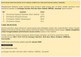 In the auditor report of 2011, kementerian perancangan sumber dan alam sekitar was rated 'good' in the section of accountability index rating, with the score of 85.44 out of 100. Jawatan Kosong Di Lembaga Sumber Asli Dan Alam Sekitar Nreb Sarawak 31 Januari 2020 Jawatan Kosong 2020