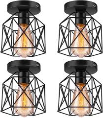 Modern 8 lights semi flush mount ceiling light brass sputnik chandelier fixture. Buy Licperron Semi Flush Mount Ceiling Light E26 E27 Retro Black Industrial Ceiling Light Fixture For Porch Hallway Kitchen Farmhouse Lighting 4 Pack Online In Indonesia B07v3bddry