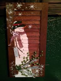 Snowman Painted On Old Shutter Snowman Christmas Decorations Snowman Painting Christmas Paintings