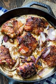 Bacon Wrapped Chicken Thighs With Mustard Cream Sauce Spicy Southern Kitchen Slow Cooker Jambalaya Bacon Wrapped Chicken Chicken Wraps