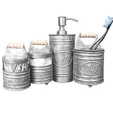 To further match things up, keep an eye out for bathroom hardware sets. Autumn Alley Rustic Farmhouse Galvanized Bathroom Accessories Set 4 Pcs Lotion Soap Dispenser Bathroom Accessory Set Rustic Bathroom Decor Soap Dispenser