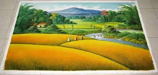 Gambar sawah padi page pic; Gambar Lukisan Pemandangan Sawah Padi