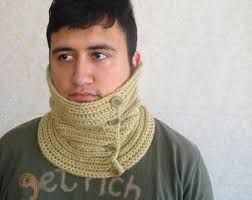 Earthy Beige Chunky Cowl, Mens Knit Scarves, Neckwarmer Scarflette Fathers  Day Gift for Dad Granddad, Mens Cowl With Buttons Husband Gifts