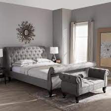 Baxton Studio Antoinette Transitional Gray Fabric Upholstered King Size Bed 28862 4713 Hd The Home Depot Bedroom Furniture Sets Discount Bedroom Furniture King Bedroom Sets