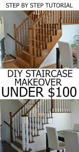 How To Refinish And Modernize Your Oak Stairs Seaside Sundays Diy Staircase Makeover Staircase Makeover Diy Staircase