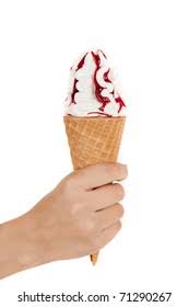 Such a cone with the ice cream it contains. Hand Holding Ice Cream Cone Stock Photo Edit Now 71290267