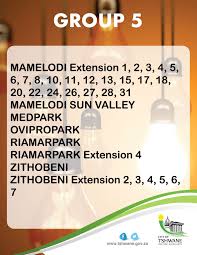 Eskom announces 'high risk' of stage 1 load shedding. Load Shedding Group 5 City Of Tshwane Official Page Facebook