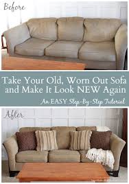 Take That Old Worn Out Sofa Make It Look New Again An Easy Step By Step Tutorial Sofa Furniture Couch Makeover Home Decor Home Diy