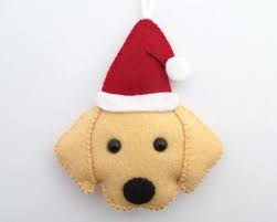 Felt Golden Retriever Ornament Santa Golden Retriever Etsy Felt Ornaments Patterns Felt Christmas Decorations Felt Dog Ornament