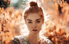 Wallpaper autumn, look, the sun, trees, background, model, portrait, makeup  for mobile and desktop, section девушки, resolution 2048x1365