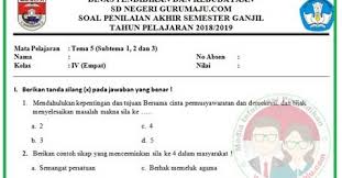 Ada beberapa soal yang bersifat pertanyaan terbuka dalam buku tema 2 kelas 4 sd. Soal Uas Pas Kelas 4 Tema 5 Kurikulum 2013 Revisi 2018 Guru Maju