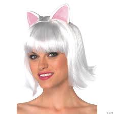 Kitty Bob Adult White Wig