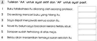 A) buku itu akan saya pulangkan esok. Ayat Aktif Ayat Pasif Worksheet