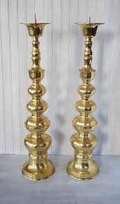 Perfect for any space that needs a touch of the sea in your home or office. Pair Brass Floor Candlesticks Vintage Tall Candle Holders Free Shipping Etsy Beehavenhome Brasspilla Tall Candle Holders Floor Candlesticks Candle Holders