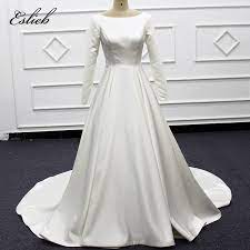 Our wide selection is elegible for free shipping and free returns. Megan Wedding Dresses Button Long Sleeves Bridal Gown Court Tail Zipper Back Wedding Gown Satin Plain Wedding Dress Queen Buy Beach Wedding Dress Real Wedding Dress Ins Hot Wedding Dress Product On Alibaba Com