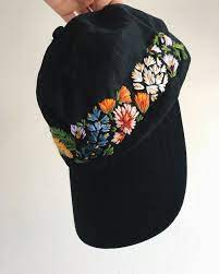 My Hats Aren T Usually This Elaborate But This Is A Specialized Custom Order For Lauren Who Fell In Love With T Hat Designs Hat Embroidery Embroidered Clothes