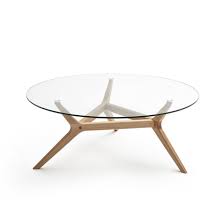 Clear large oval glass coffee table. Maricielo Oak Glass Coffee Table Diameter 90 Cm Natural Oak Am Pm La Redoute