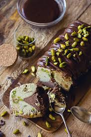 Buche Glacee Chocolat Et Pistache Dessert Vegan De Fetes Recette En 2020 Alimentation Pistache Gourmandise