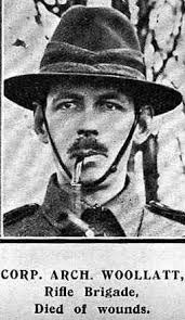 In memory of Corporal No 23/352Archibald Woollatt 1st Bn, New Zealand Rifle  Brigade. 1st New Zealand Division, NZEF. Died Saturday 25th December 1915.  Accident. Brother to Miss M Woollatt, c/o Hanaway Snr