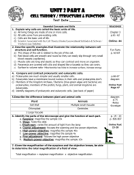 Each eukaryotic cell consists of a plasma the structure of a plant and animal cell depends on how it maintains its constant internal environment. Unit 2 Part A Cell Theory Structure Amp Function Test Date
