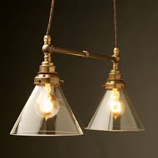 Two Light Shade Brass E27 Pendant Clear Glass Pendant Light Glass Pendant Light Pendant Light
