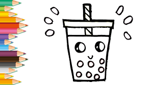 Kawaii cup of sweet y. Drawing And Coloring A Cute Bubble Tea Super Easy Lovely Kids Youtube
