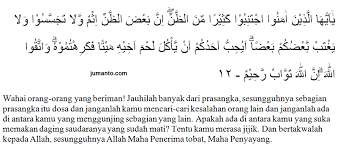 Avoid many suspicions, ˹for˺ indeed, some suspicions are sinful. Isi Kandungan Surat Al Hujurat Ayat 12 Hukum Tajwid Dan Arti Perkata