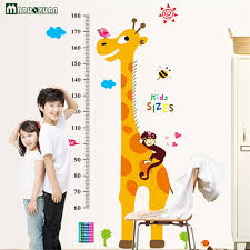 Us 5 89 Maruoxuan Cartoon Giraffe Monkey Animal Children Height Chart Measure Wall Stickers Baby Kids Room Home Decor Removable Poster In Wall