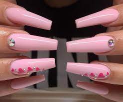 Long Ballerina Nails Pink Nails Heart Nails Valentine S Nails Acrylic Nails Acrylic Valentine Nails Pink Nail Designs Valentines Valentines Nails