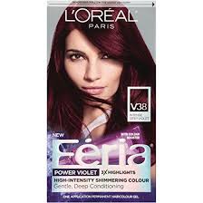 L'Oreal Paris Feria Multi-Faceted Shimmering Permanent Hair Color, V38  Violet Noir (Intense Deep Violet), Pack of 1, Hair Dye